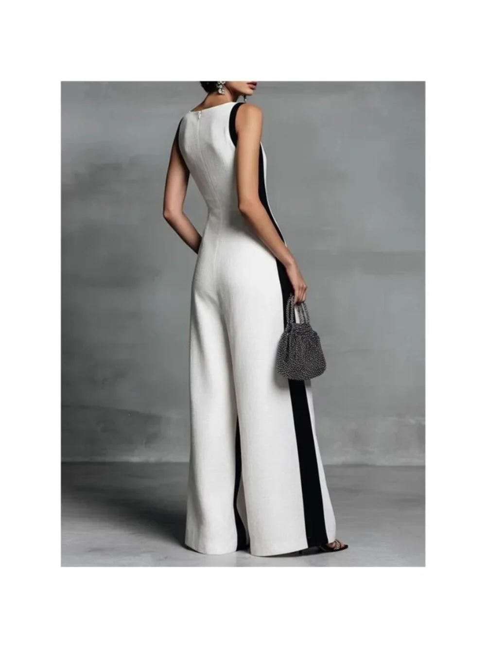 Contrast Trim V-Neck Jumpsuit - Picture 2 of 9